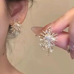 Gold Plated Firework 14k Simulated Diamond Earring